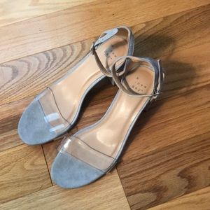 Baby blue faux suede heels